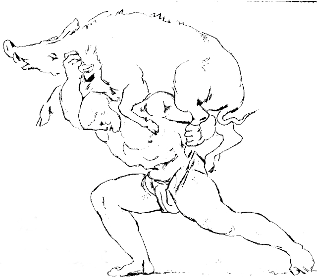 Étude pour Hercule et le sanglier d'Érymanthe, attribué à Eugène Delacroix